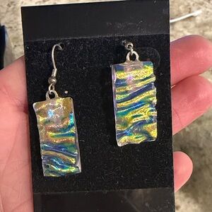 Iridescent Rectangular Earrings